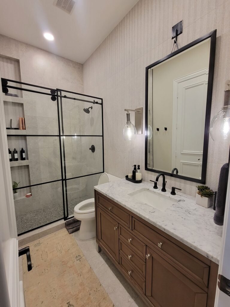 Photo of a guest bathroom remodel we did in Frisco, TX